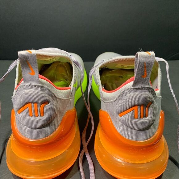 Nike Air Max 270 Men’s Gray Volt Orange Fluorescent Yellow Sneakers Size 9.5 - Picture 4 of 10